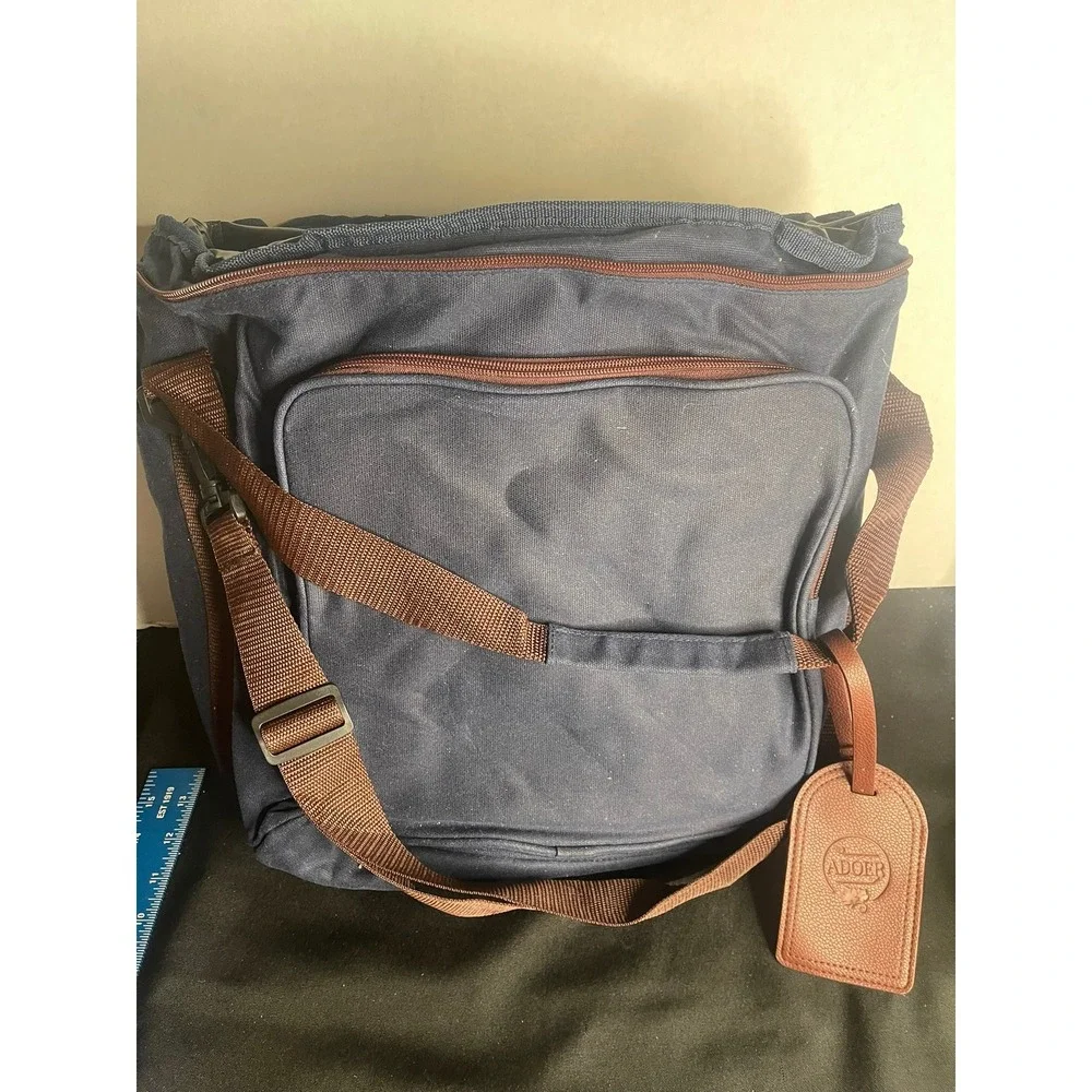 ADOER Navy Blue Canvas Messenger Bag Organizer Multi-Pocket Travel Shoulder‎ Bag